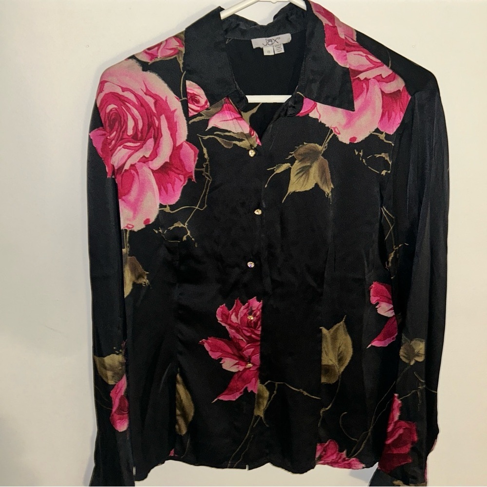 Jax Black and Pink Floral Blouse